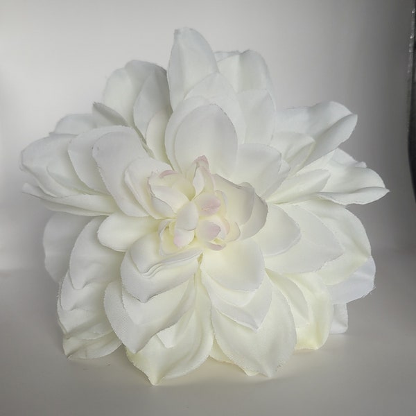 Large Dahlia Hair Flower in Off White