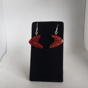 Retro Atomic Boomerang Earrings in Red