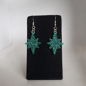 Retro Atomic Star Earrings in Peacock