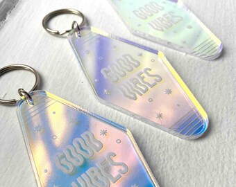 Details about / Good Vibes Only Dome Keyring Glass Cabochon Keychain Purse//Bag Charm
