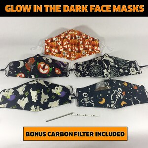 Reusable Washable Halloween Face Mask With Filter Pocket, Removable Nose Wire, Wire Pocket, Adjustable Ear Straps, Made in USA Cloth Masks
