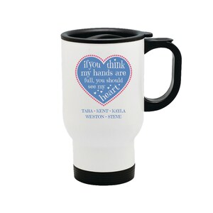 Full Heart Personalized 14 oz Metal Car Coffee and Tea Travel Mug for Hot Drinks
