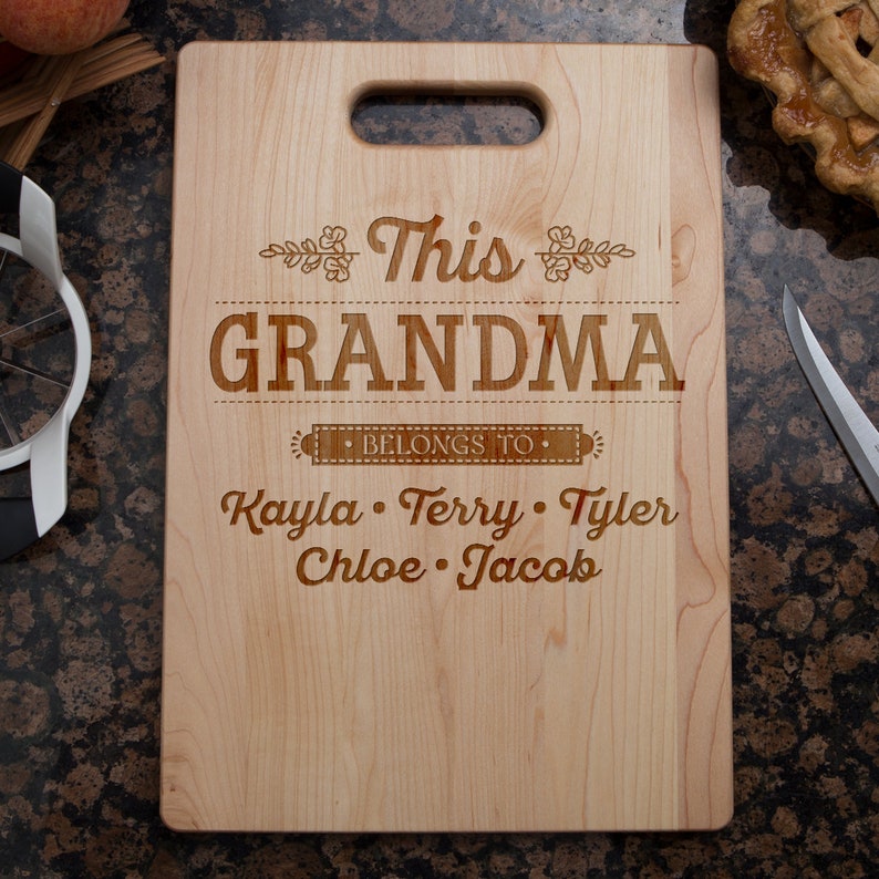 This Grandma Belongs To Personalized Maple Cutting Board