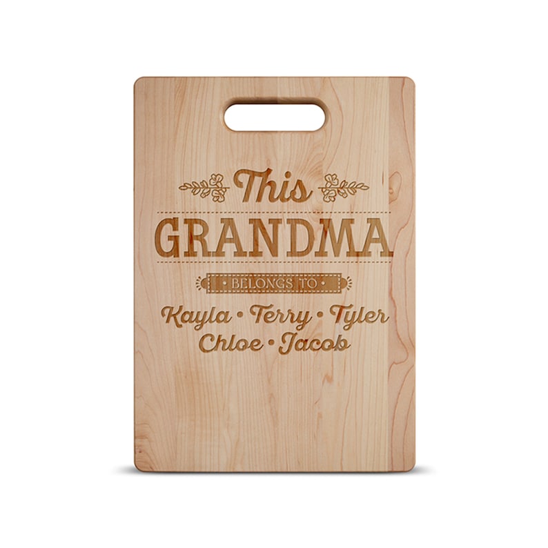 This Grandma Belongs To Personalized Maple Cutting Board