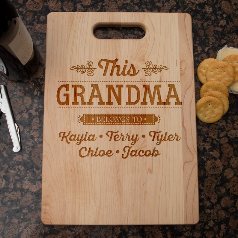 This Grandma Belongs To Personalized Maple Cutting Board