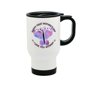 Happy First Mother&#39;s Day I Love You Mommy 14 oz Metal Car Coffee and Tea Travel Mug for Hot Drinks