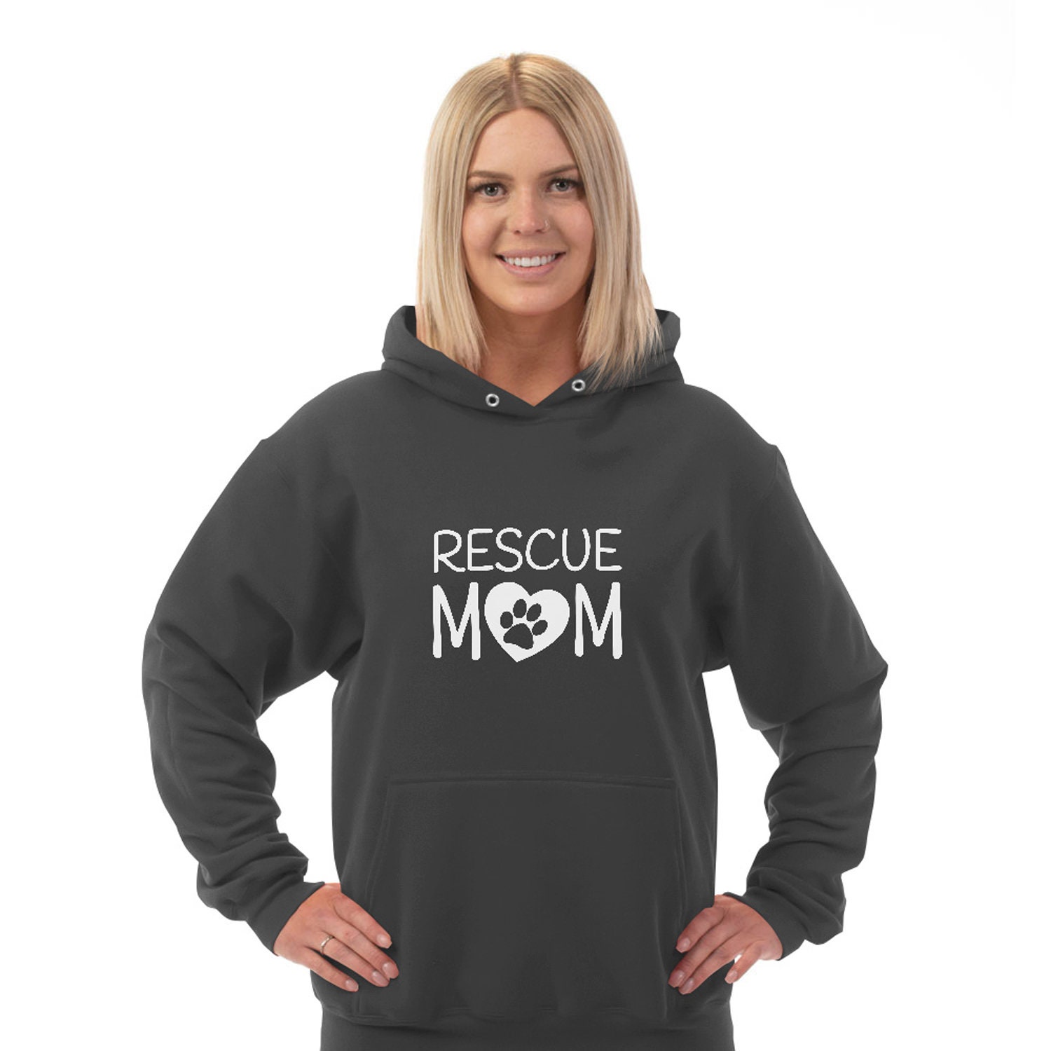 Rescue Mom Hoodie Sweater, Hooded Sweatshirt, Plus Size Available Etsy