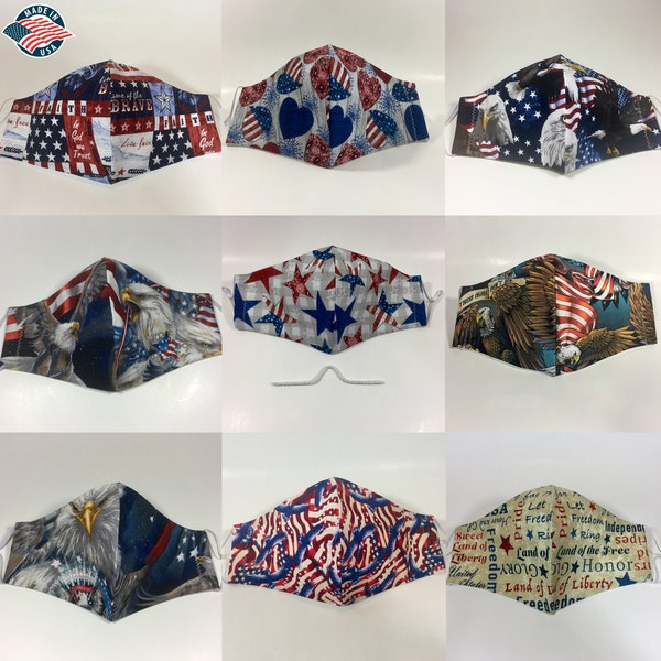 3/5/10 Pack Washable USA Flag Face Mask - Patriotic Fabric, Unisex, Reusable, Breathable