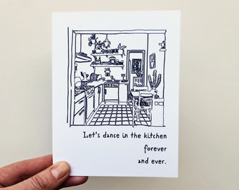 Hand-Inked Kitchen Illustration Card: Sentimental Anniversary Card