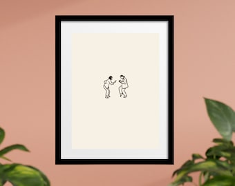 Hand-Inked Pulp Fiction Print: Minimalist Movie Art