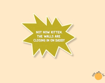 Grappige kat sticker, sticker niet nu kitten, angst meme vinyl sticker, waterdichte laptop sticker, grappig cadeau geestelijke gezondheid, existentiële humor
