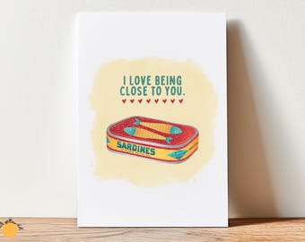 Funny Sardines Love Card: Punny Anniversary Valentine&#39;s Day Card