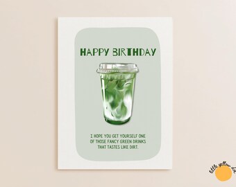Matcha Birthday Card – Funny Birthday Card for Matcha Lovers, Green Tea Birthday Greeting Card, Cute Matcha Latte Birthday Card