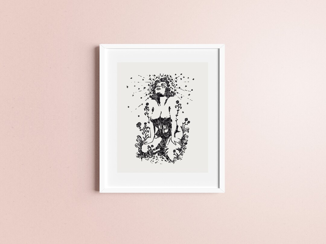 Ethereal Woman/ Print /wall Art/ Handinked/aesthetic Wall Art