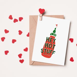 Hey Hot Stuff/ Hot Sauce Themed Valentinstag Karte für Partner/Geburtstagskarte für Mann oder Frau/Geburtstagsgeschenk/Geburtstagskarte
