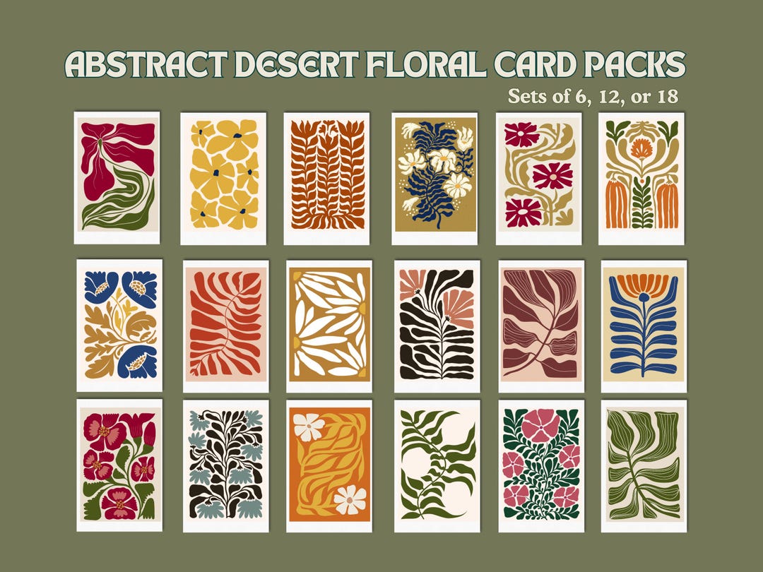 Abstract Floral Note Card Set: Colorful Blank Greeting Cards With ...