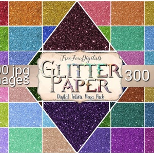 Puede incluir: Un paquete de papel digital con 100 imágenes de texturas de purpurina en varios colores. Las imágenes son de 300 dpi y son perfectas para proyectos de manualidades y diseño.