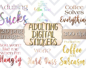 Adulting 2 digital planner stickers, adult cusswords stickers, digital planner stickers cusswords, adult digital stickers, cussword clipart