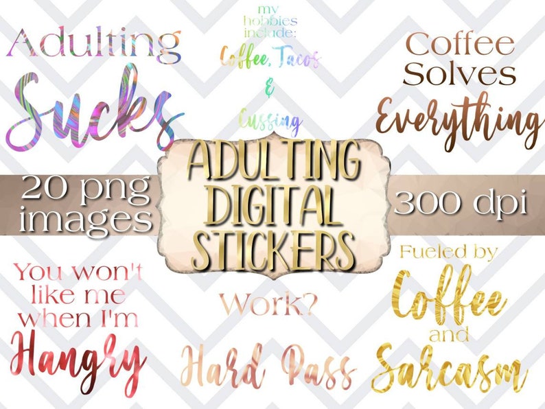 Adulting 2 digital planner stickers adult cusswords stickers Etsy