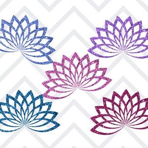 Clipart fiore di loto glitter, adesivi digitali fiore di loto glitter Goodnotes, clipart meditazione, adesivi digitali meditazione, download png immagine 5