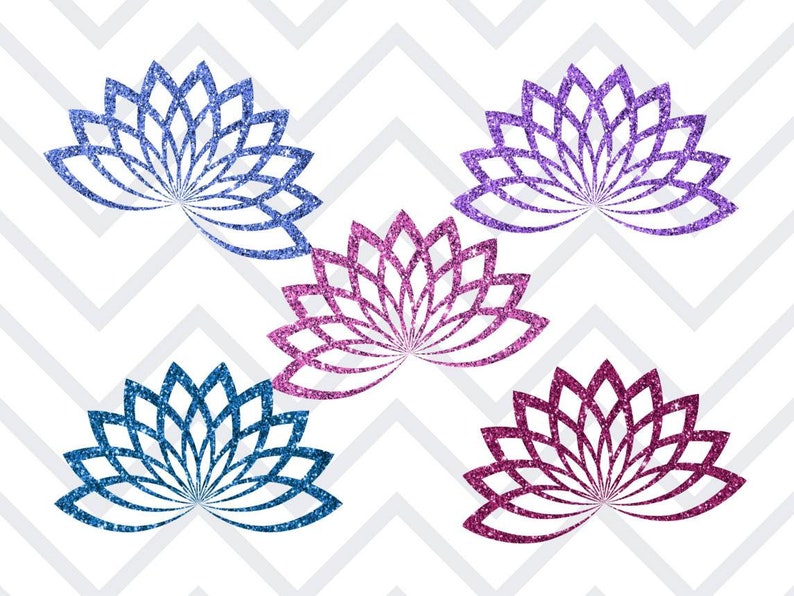 Clipart fiore di loto glitter, adesivi digitali fiore di loto glitter Goodnotes, clipart meditazione, adesivi digitali meditazione, download png immagine 5