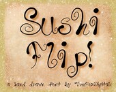 Sushi Flip swirly font download, decorative font, hand drawn font, commercial use font, curly font, cute font, OTF and TTF font files