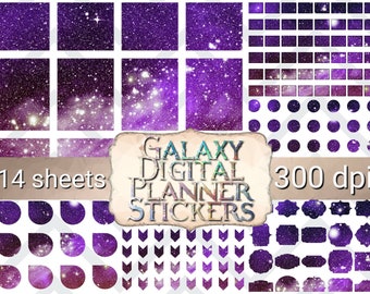 Galaxy digital planner stickers, digital stickers galaxy, galaxy washi tape stickers for digital planners, galaxy Goodnotes planner stickers