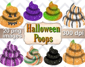 Halloween Glitter Poop clipart digital download, Halloween funny DIY clip art poop, card making scrapbooking clipart digital stickers poops