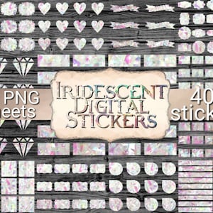 Iridescent digital stickers for digital planners like Goodnotes - not pre-cropped.