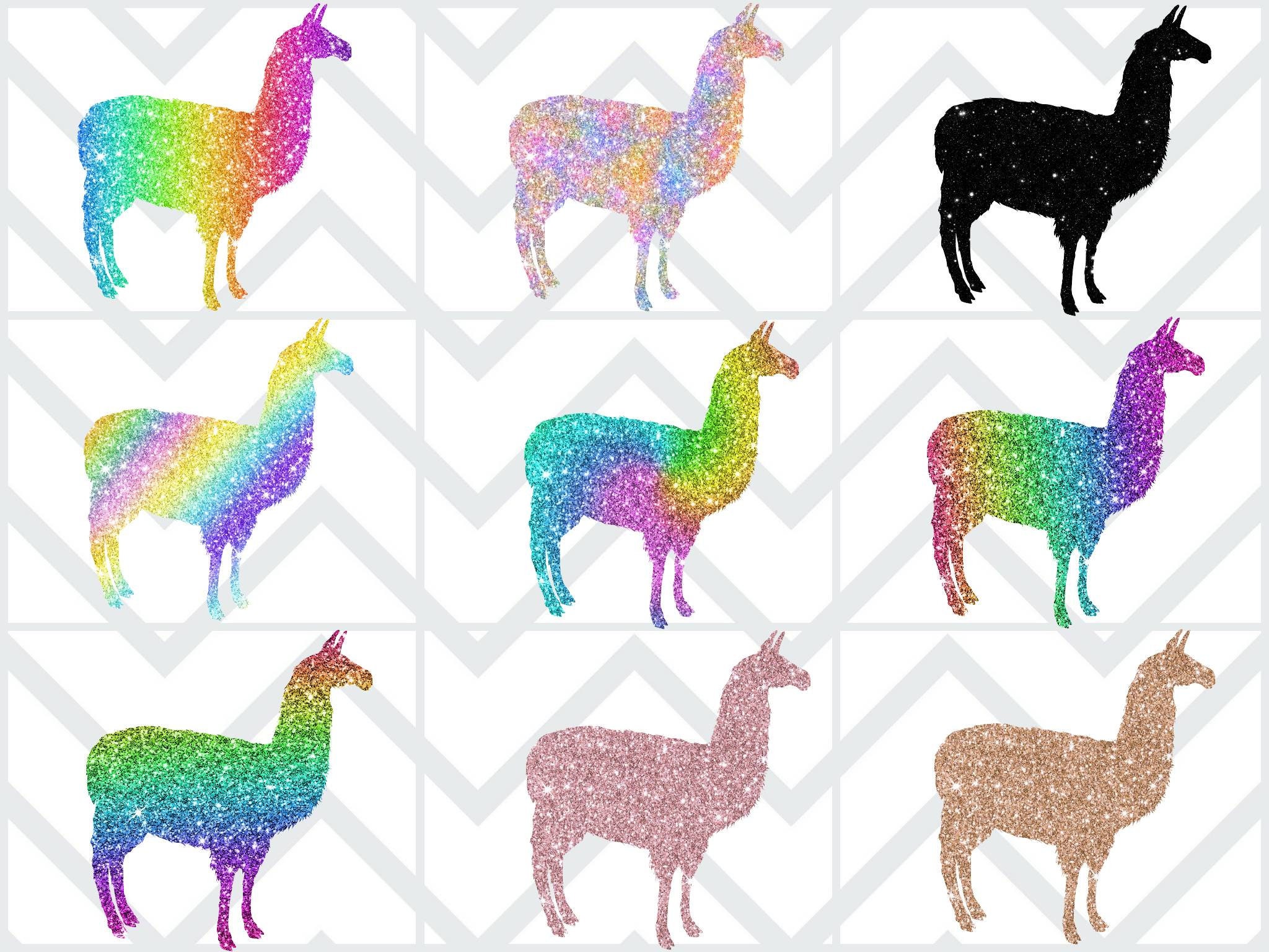 Llama Clipart, Glitter Llama Digital Planner Stickers, Glitter Llama ...