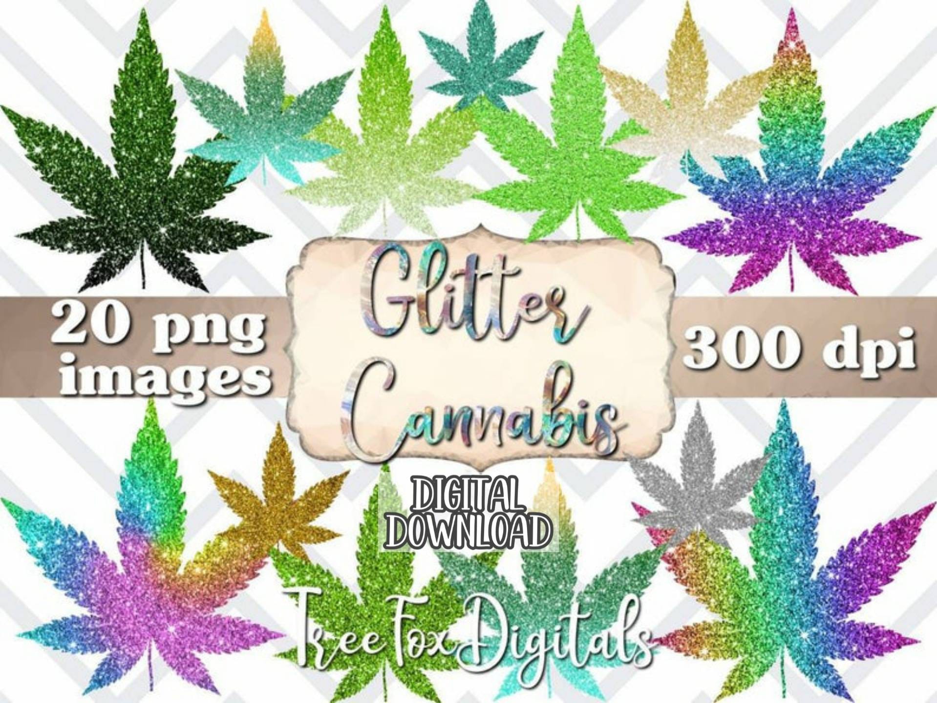 Glitter Cannabis Clipart Glitter Marijuana Clipart Glitter Etsy