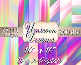 Unicorn digital paper pastel rainbows, Unicorn rainbow abstract digital paper backgrounds, unicorn rainbows printable