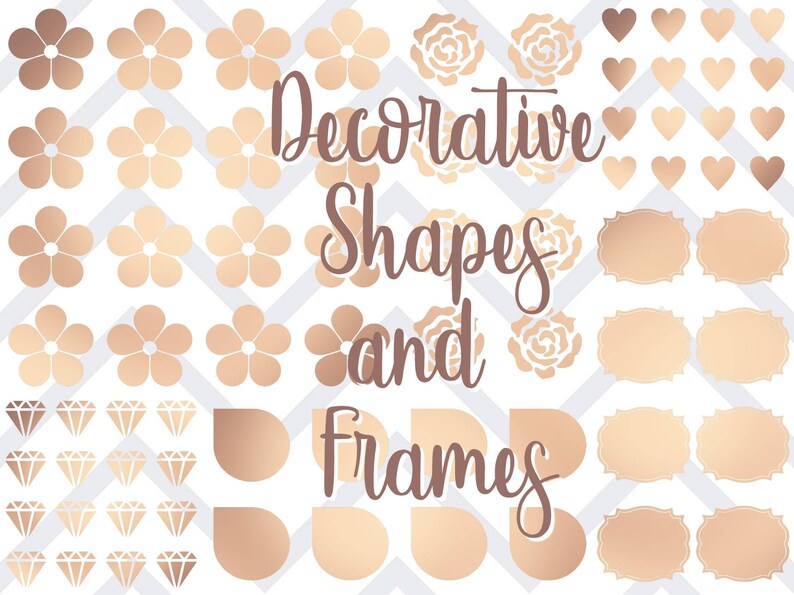 Rose Gold Digital Planner Stickers Rose Gold Clipart Blank Etsy