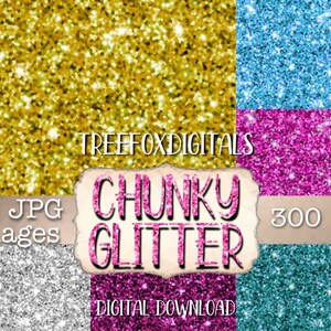 Chunky glitter digital paper pack, digital glitter paper, digital scrapbook glitter paper, chunky glitter 30 jpg images, digital download image 1
