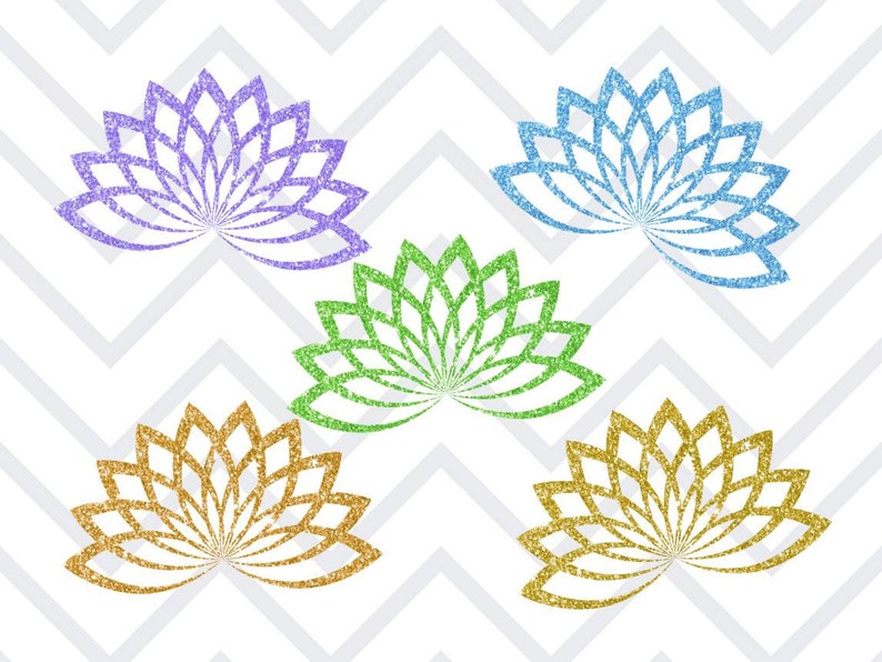 Clipart fiore di loto glitter, adesivi digitali fiore di loto glitter Goodnotes, clipart meditazione, adesivi digitali meditazione, download png immagine 7
