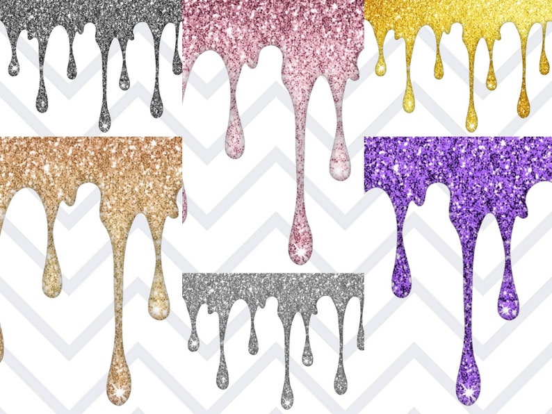 40 png images Glitter drips clipart digital download glittery dripping
