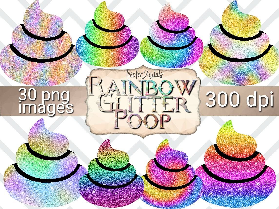 Rainbow Glitter Poop Clipart Rainbow Glitter Poop Digital Etsy UK