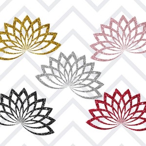 Clipart fiore di loto glitter, adesivi digitali fiore di loto glitter Goodnotes, clipart meditazione, adesivi digitali meditazione, download png immagine 3
