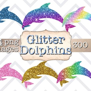 Glitzer Delfine Clipart, digitale Aufkleber Delfine Glitzer groß, digitaler Download 34 png Bilder, 300 dpi, kleine kommerzielle Nutzung, vorgeschnitten