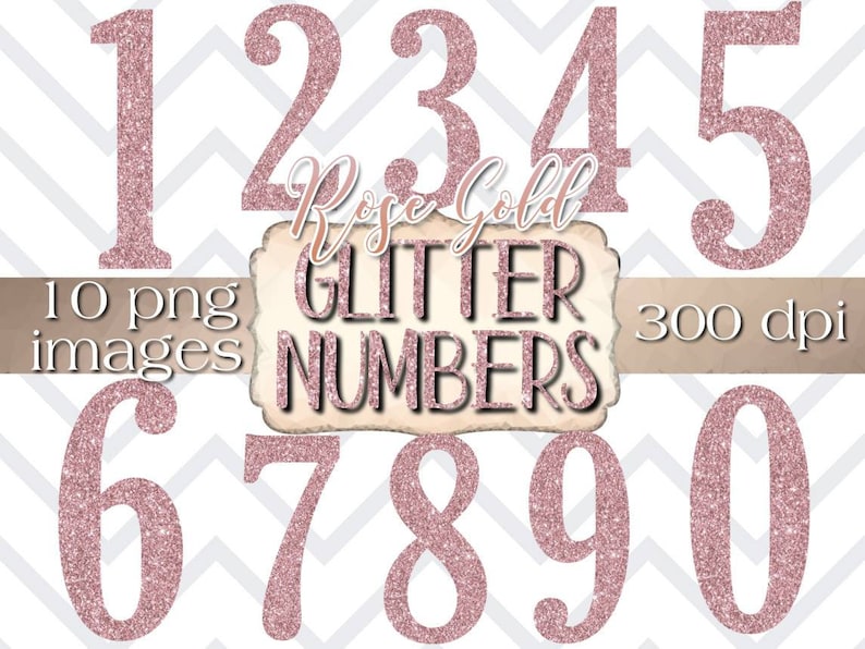Rose Gold Glitter Numbers Glitter Number Clipart Glitter - Etsy
