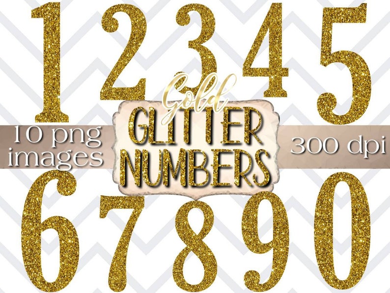 Gold glitter numbers clipart gold glitter number digital Etsy