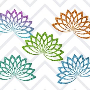 Clipart fiore di loto glitter, adesivi digitali fiore di loto glitter Goodnotes, clipart meditazione, adesivi digitali meditazione, download png immagine 4