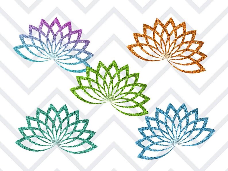 Clipart fiore di loto glitter, adesivi digitali fiore di loto glitter Goodnotes, clipart meditazione, adesivi digitali meditazione, download png immagine 4