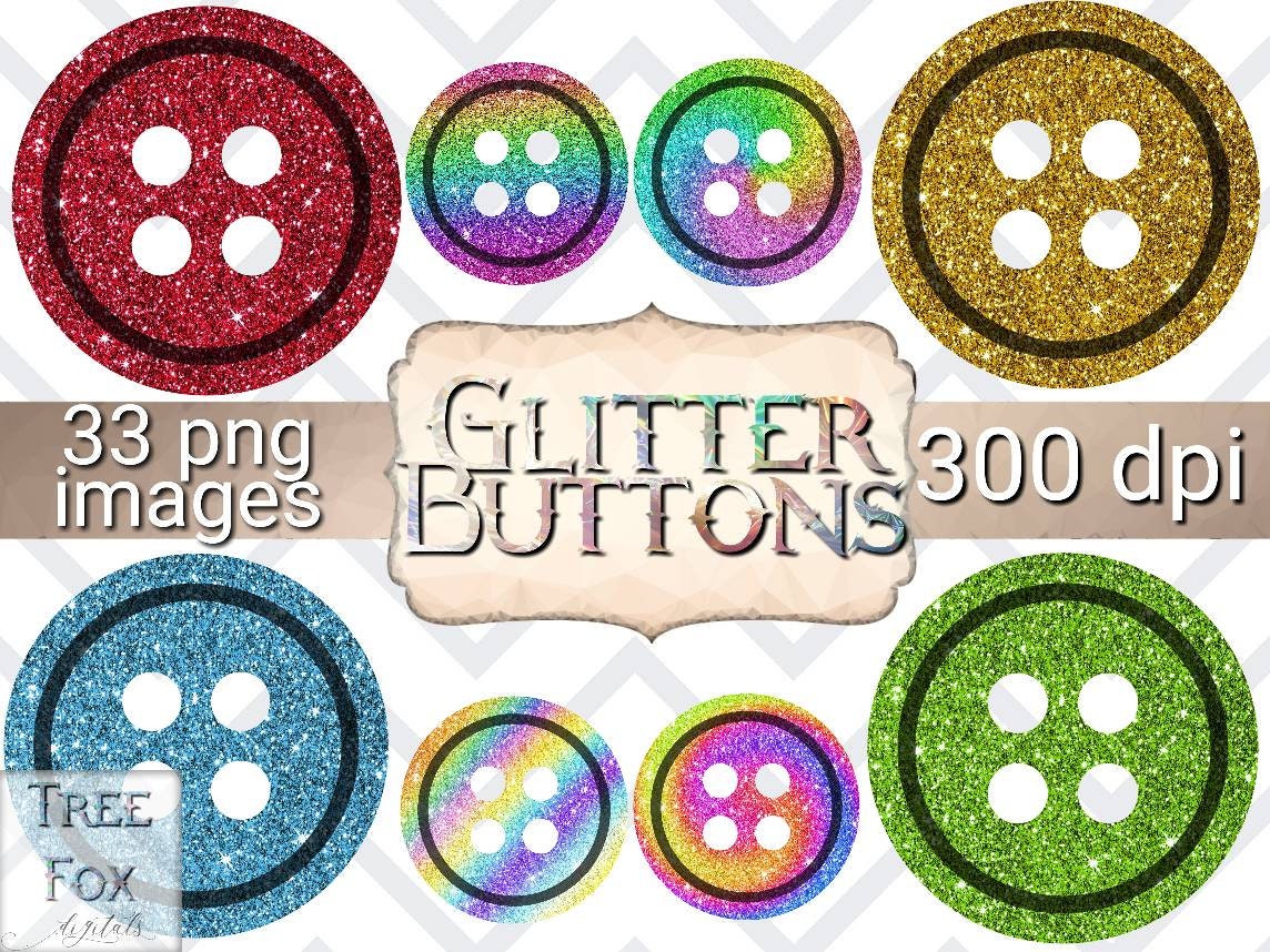 Glitter Buttons Clipart Clipart Buttons Button Digital Etsy