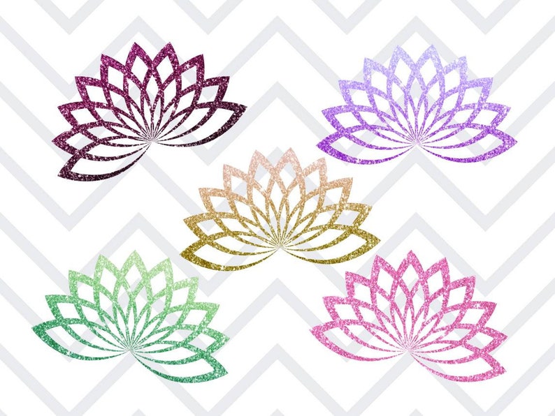 Clipart fiore di loto glitter, adesivi digitali fiore di loto glitter Goodnotes, clipart meditazione, adesivi digitali meditazione, download png immagine 6