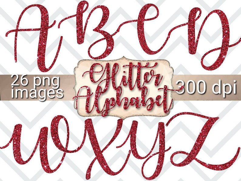 Red Glitter Alphabet Monogram Clipart Glitter Alphabet Etsy
