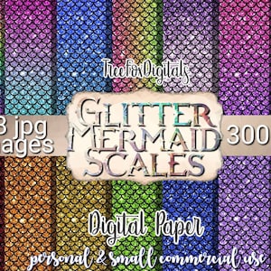 Glitter Mermaid Scales digital paper pack, mermaid scrapbook paper, mermaid party invitation paper, mermaid scales paper, mermaid background