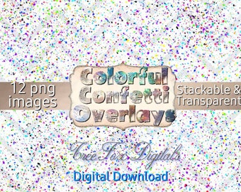 Bunte Konfetti Overlays, Foto Overlays Konfetti, Konfetti Grunge Overlays, Farbspritzer Overlays, transparente Overlays Photoshop, png