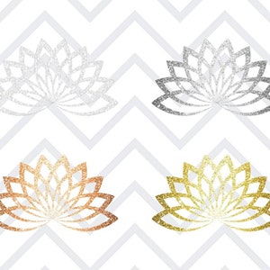 Clipart fiore di loto glitter, adesivi digitali fiore di loto glitter Goodnotes, clipart meditazione, adesivi digitali meditazione, download png immagine 8