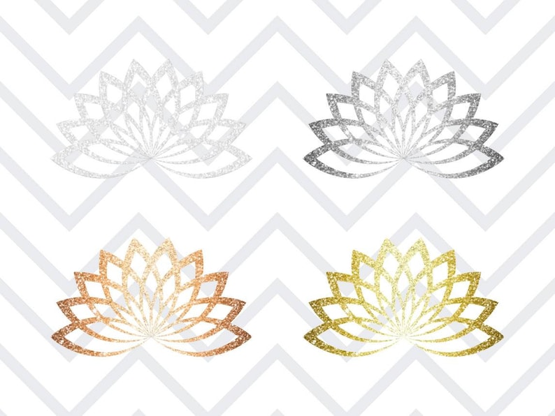 Clipart fiore di loto glitter, adesivi digitali fiore di loto glitter Goodnotes, clipart meditazione, adesivi digitali meditazione, download png immagine 8